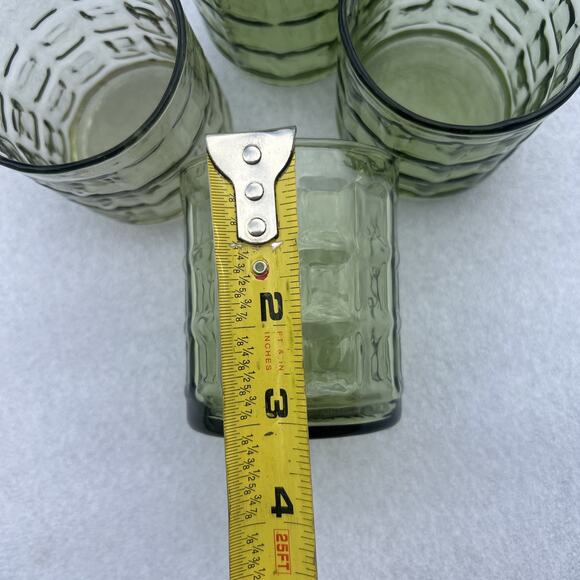 Libbey Amber Glass Short Drinking Cups Set Mid Century Avocado Green Set Of 4 - Picture 3 of 8
